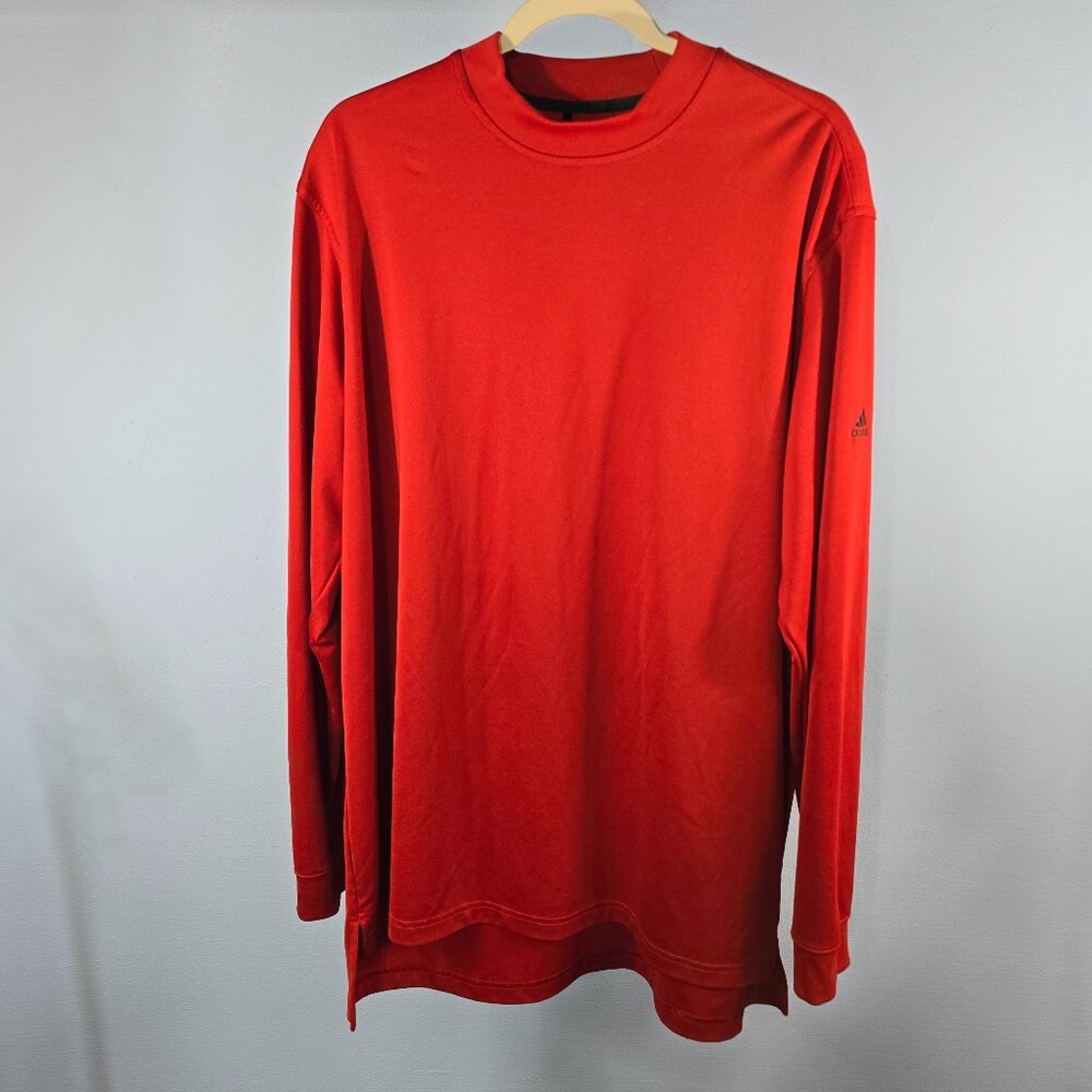 Adidas Climalite Men's Golf Shirt XL Mock Turtle Hi Lo Red (Q-18)